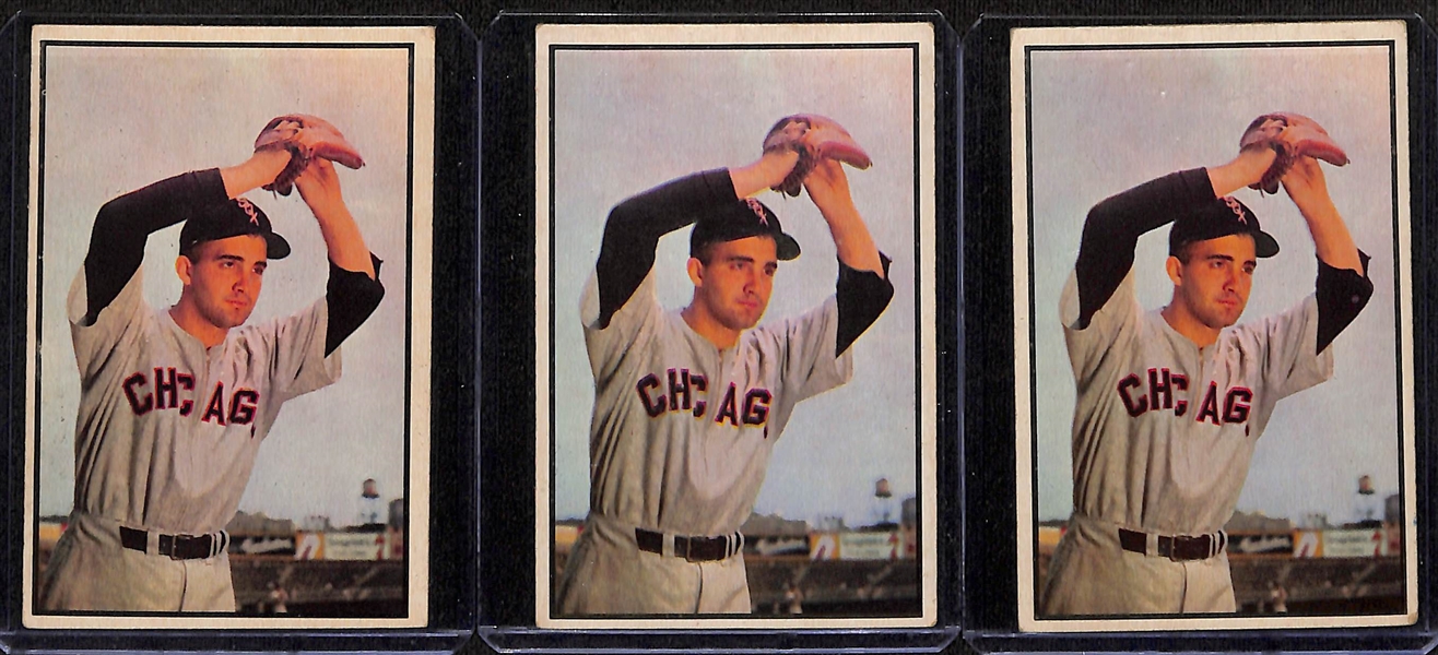 Lot of (60+) Assorted 1953 Bowman Color Cards w. Eddie Mathews #97 SGC 2.5