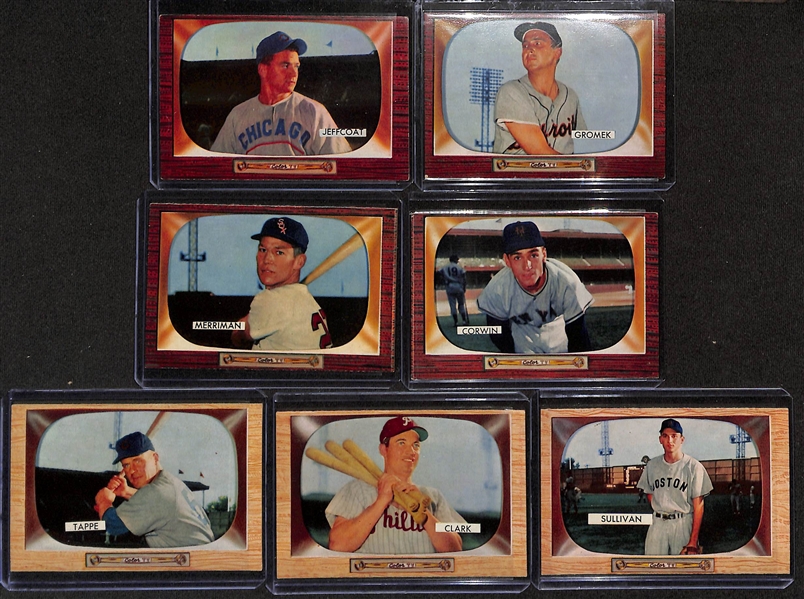 Lot of (11) 1955 Bowman Cards w. Roy Campanella SGC 4 & Al Kaline SGC 4 