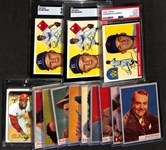 Lot of (3) 1955 Graded Baseball Cards w. Topps Killebrew RC PSA 4 & (10) 1953 Who-Z-At Star Cards w. Red Skelton 