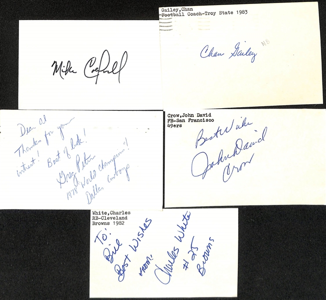 Lot of (100+) Signed Mostly Football Index Cards inc. Tuffy Leemans, Mel Hein, Kevin Greene + (JSA Auction Letter)