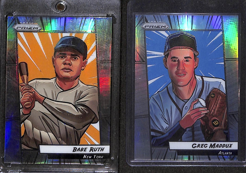 Lot of (2) 2023 Prizm Baseball Manga Case Hit Insert Cards- Babe Ruth, Greg Maddux