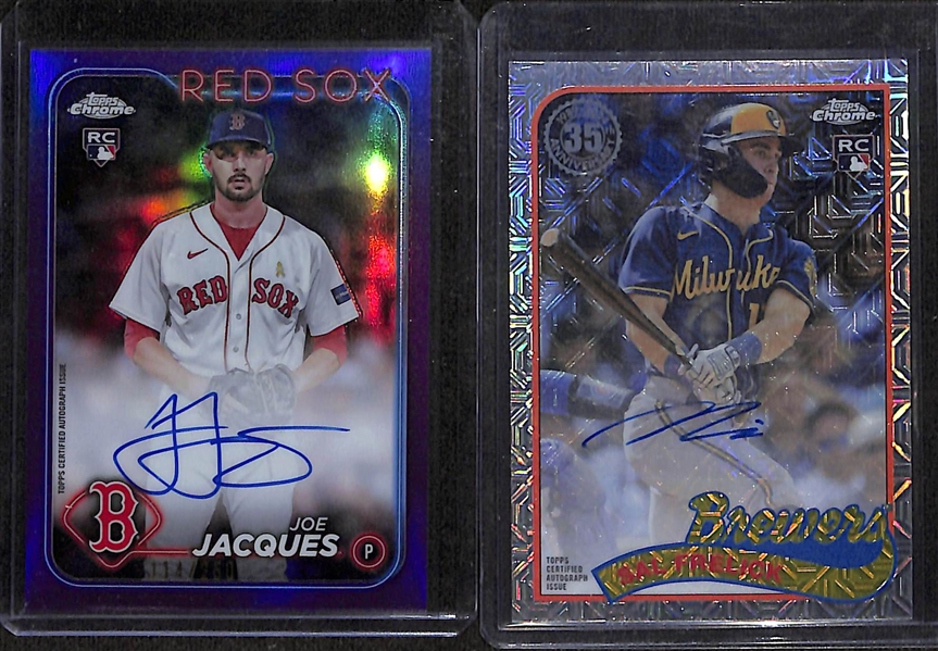 Lot of (6) 2024 Topps Chrome Rookie Autographs inc. Ceddanne Rafaela Gold Logofractor (#/50), Wilyer Abreu Gold Wave (#/50), +
