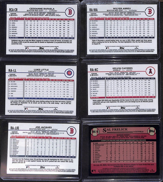 Lot of (6) 2024 Topps Chrome Rookie Autographs inc. Ceddanne Rafaela Gold Logofractor (#/50), Wilyer Abreu Gold Wave (#/50), +