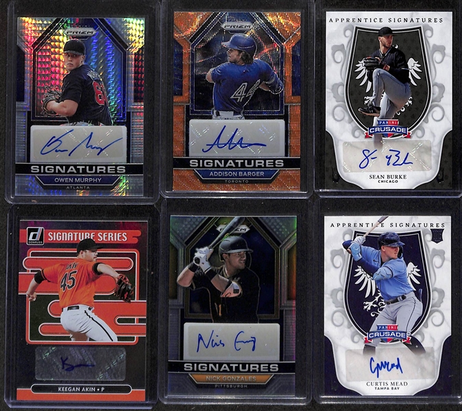 Lot of (26) Rookie Autograph Baseball Cards inc. 2024 Topps Heritage Lawrence Butler, 2024 Donruss Brady House, 2024 Optic James Wood Holo, +