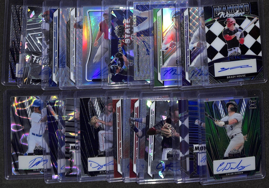Lot of (20) Leaf Metal Rookie Autographs inc Brady House (#/5), Matt McLain (#/15), Matt McLain (#/10), Colson Montgomery, Daylen Lile, Blaze Jordan, + 