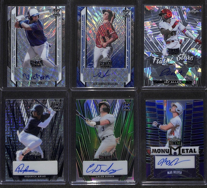 Lot of (20) Leaf Metal Rookie Autographs inc Brady House (#/5), Matt McLain (#/15), Matt McLain (#/10), Colson Montgomery, Daylen Lile, Blaze Jordan, + 