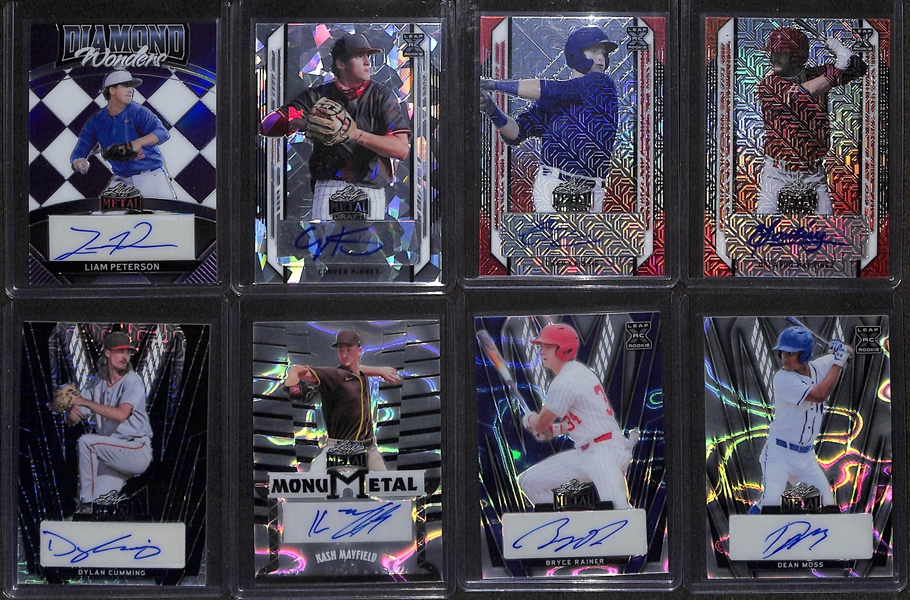 Lot of (20) Leaf Metal Rookie Autographs inc Brady House (#/5), Matt McLain (#/15), Matt McLain (#/10), Colson Montgomery, Daylen Lile, Blaze Jordan, + 