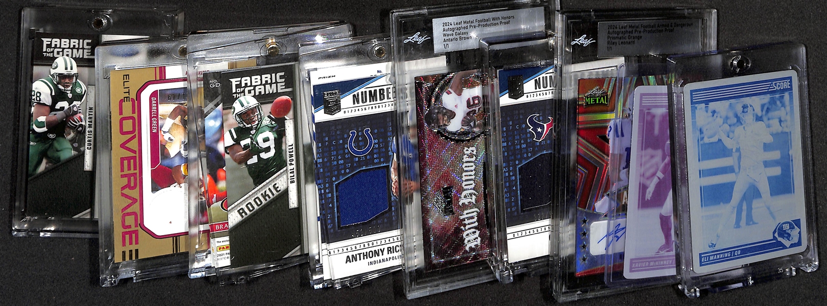 Lot of (11) Football Cards inc. Eli Manning Printing Plate (#/1), Xavier McKinney Printing Plate (#/1), Riley Leonard Rookie Autograph (#/1), +