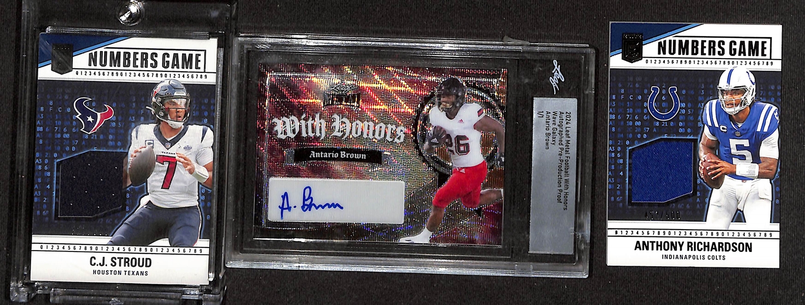 Lot of (11) Football Cards inc. Eli Manning Printing Plate (#/1), Xavier McKinney Printing Plate (#/1), Riley Leonard Rookie Autograph (#/1), +