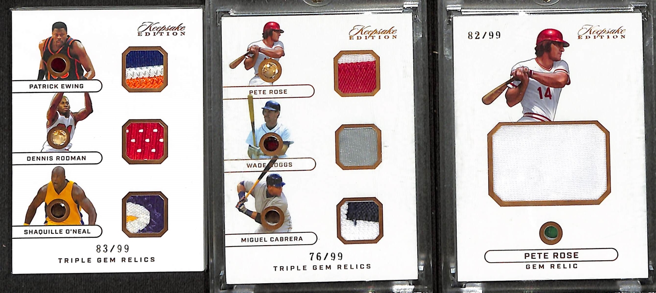 Lot of (9) 2024 Keepsake Edition Jersey Relic Cards inc. Warren Moon Autograph (#/75), Doc Gooden Autograph (#/75), Justice Haynes/Ty Simpson Dual Autograph (#/50), + (JSA Auction Letter)