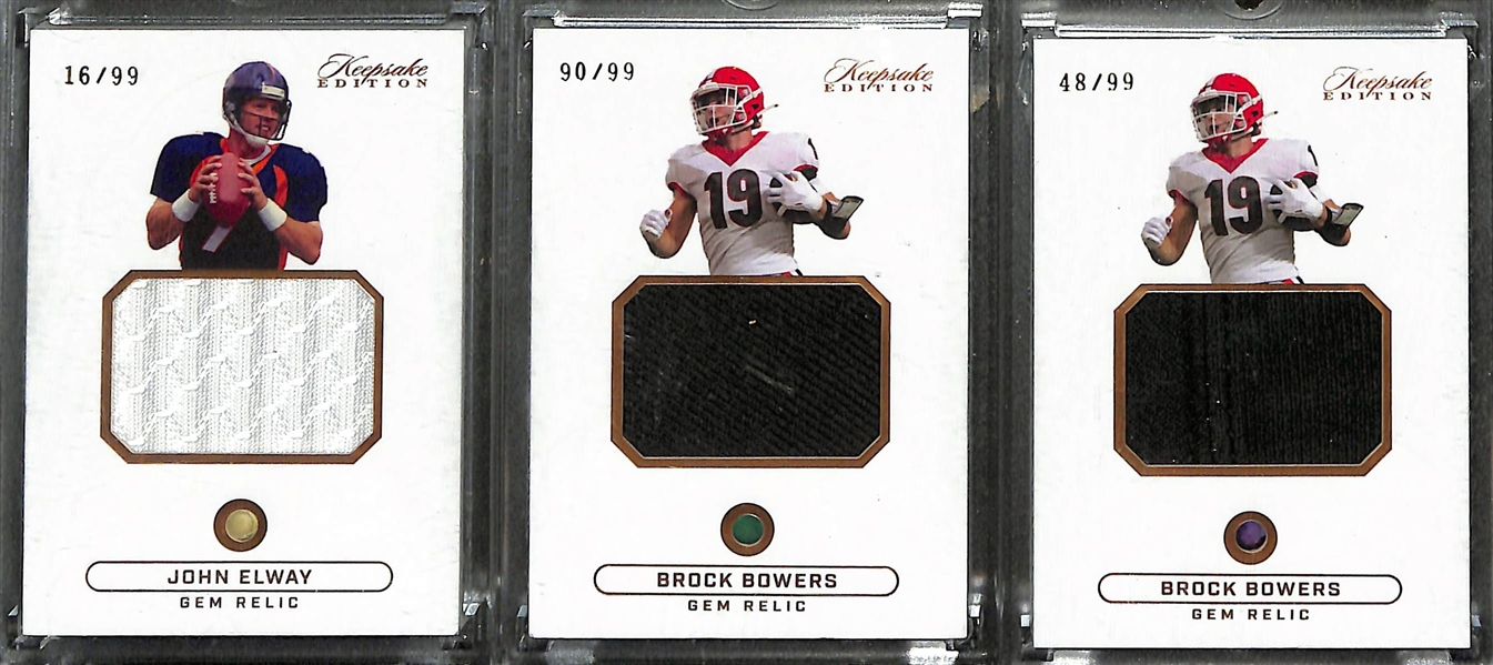 Lot of (9) 2024 Keepsake Edition Jersey Relic Cards inc. Warren Moon Autograph (#/75), Doc Gooden Autograph (#/75), Justice Haynes/Ty Simpson Dual Autograph (#/50), + (JSA Auction Letter)