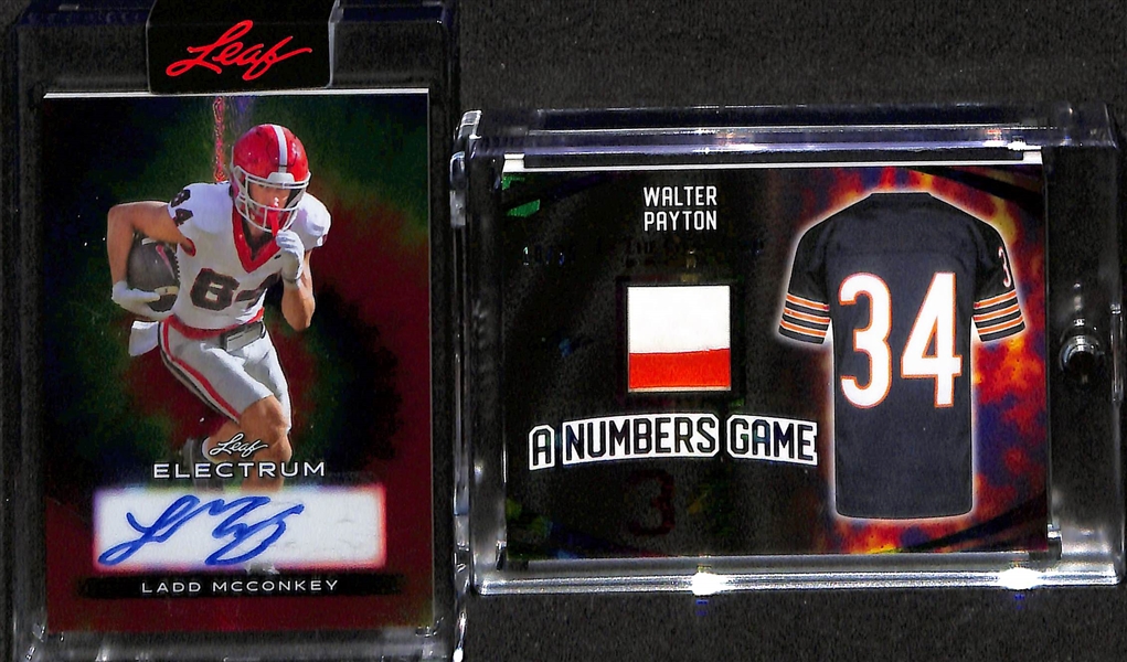 Lot of (5) Football Cards inc. 2023 Chronicles Draft Picks Optic Quinn Ewers Rookie Autograph, 2024 Leaf In The Game Used Joe Namath Autograph Patch (#/5), +