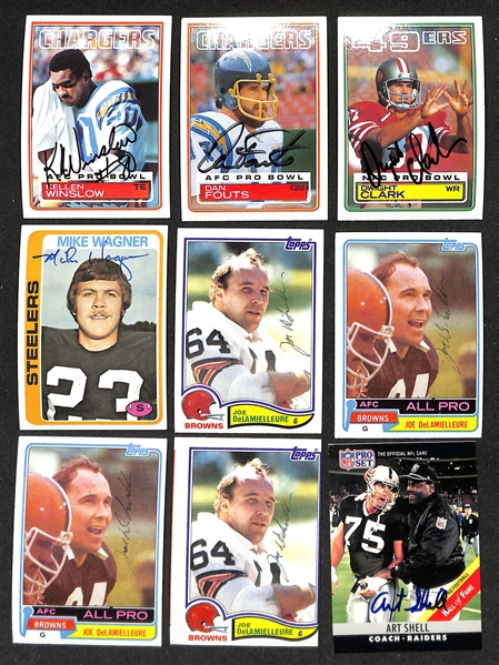 200+ Signed Football Cards w. (5) Munoz, Favre, Largent, Stallworth, Tim Brown, Winslow, Fouts, Dwight Clark, Mike Wagner, (4) DeLamielleure, Art Shell,  + (JSA Auction Letter)