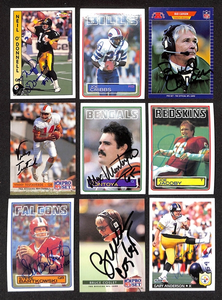 200+ Signed Football Cards w. (5) Munoz, Favre, Largent, Stallworth, Tim Brown, Winslow, Fouts, Dwight Clark, Mike Wagner, (4) DeLamielleure, Art Shell,  + (JSA Auction Letter)