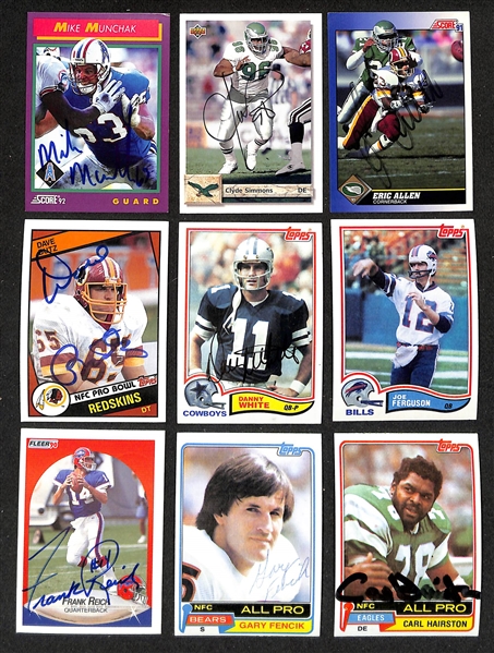 200+ Signed Football Cards w. (5) Munoz, Favre, Largent, Stallworth, Tim Brown, Winslow, Fouts, Dwight Clark, Mike Wagner, (4) DeLamielleure, Art Shell,  + (JSA Auction Letter)
