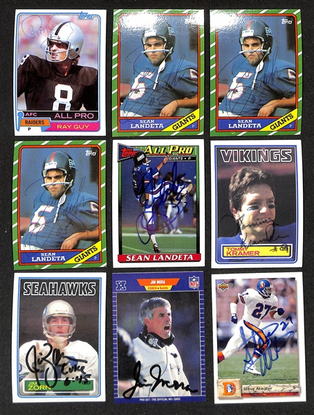 200+ Signed Football Cards w. (5) Munoz, Favre, Largent, Stallworth, Tim Brown, Winslow, Fouts, Dwight Clark, Mike Wagner, (4) DeLamielleure, Art Shell,  + (JSA Auction Letter)