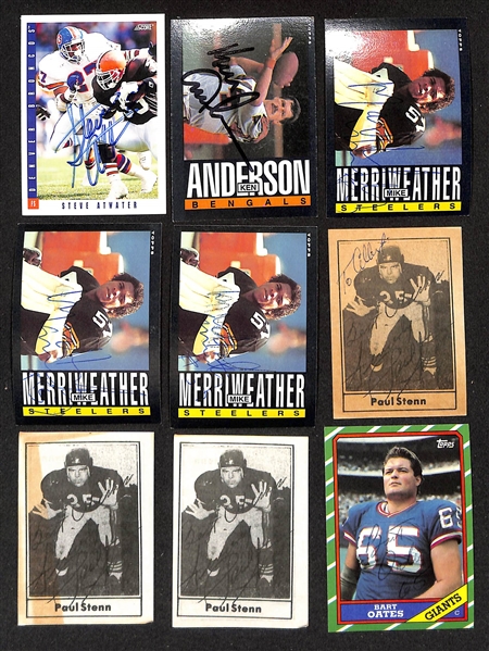 200+ Signed Football Cards w. (5) Munoz, Favre, Largent, Stallworth, Tim Brown, Winslow, Fouts, Dwight Clark, Mike Wagner, (4) DeLamielleure, Art Shell,  + (JSA Auction Letter)