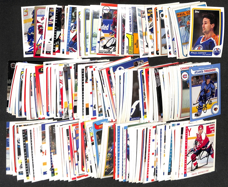 250+ Signed Hockey Cards w.(3) Paul Coffey, (2) Mike Ramsey, (2) Dominik Hasek, + (JSA Auction Letter)