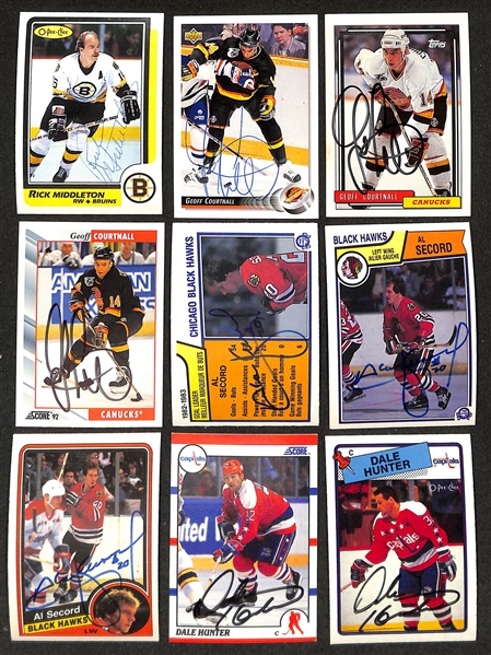 250+ Signed Hockey Cards w.(3) Paul Coffey, (2) Mike Ramsey, (2) Dominik Hasek, + (JSA Auction Letter)
