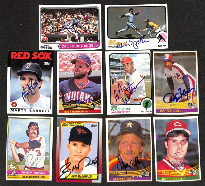 300+ Signed Baseball Cards w. (5) Fernando Valenzuela, Bobby Thomson, Red Schoendienst, Tim McCarver, Sandy Alomar, Tommy John, Carlos Delgado, Jason Giambi, Del Crandell, Sam Chapman,  (2) Shawon...