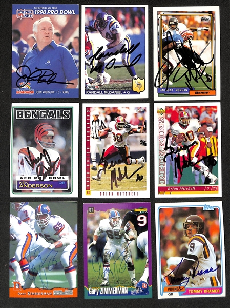 250+ Signed Football Cards w. Art Shell, Charlie Joiner, Herschel Walker, (2) Ron Rivera, (2) Stanley Morgan, (2) Greg Lloyd + (JSA Auction Letter)