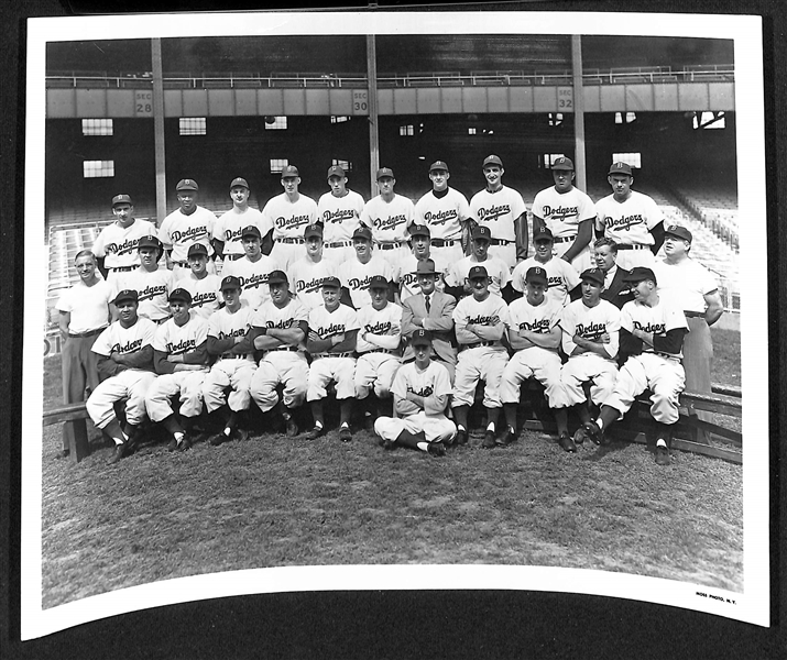 Original 1949 NY Yankees & Brooklyn Dodgers Team Photos (In Envelope Postmarked 1950) & (4) Circa 1950 Philadelphia A's Score Cards (Scored)