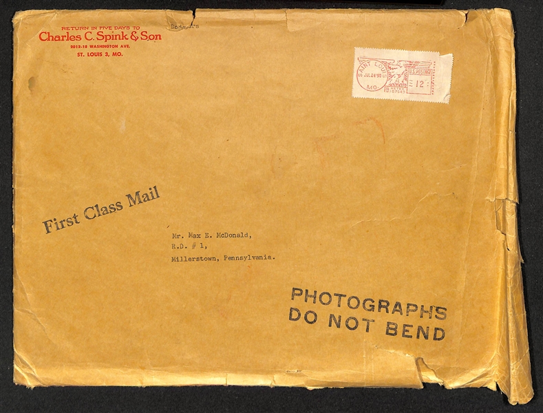 Original 1949 NY Yankees & Brooklyn Dodgers Team Photos (In Envelope Postmarked 1950) & (4) Circa 1950 Philadelphia A's Score Cards (Scored)