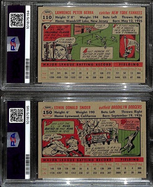 1956 Topps Yogi Berra (PSA 6) & Duke Snider (PSA 5)