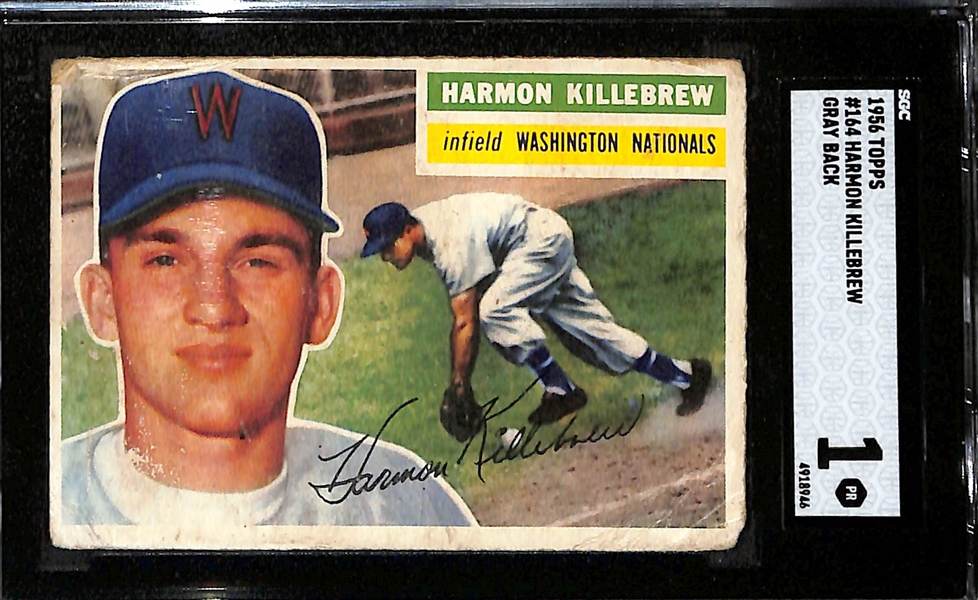 (3) SGC Graded 1956 Topps Cards (Richie Ashburn SGC 4.5, Harmon Killebrew SGC 1, Warren Spahn SGC 1.5)