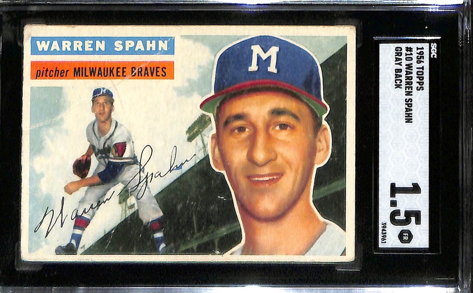 (3) SGC Graded 1956 Topps Cards (Richie Ashburn SGC 4.5, Harmon Killebrew SGC 1, Warren Spahn SGC 1.5)