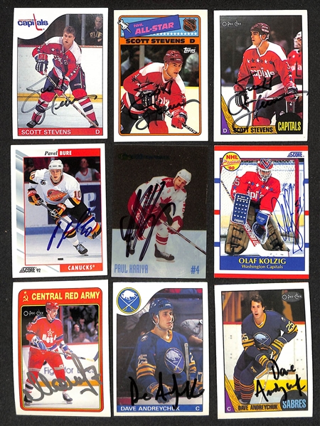 Lot of (290+) Signed Hockey Cards inc. (3) Scott Stevens, Pavel Bure, Paul Hariya, Olaf Kolzig, Vladimir Malakhov, + (JSA Auction Letter)