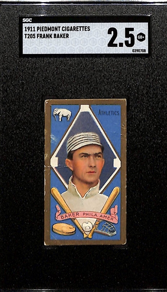 1911 T205 Frank Baker (HOF) Piedmont Back Graded SGC 2.5