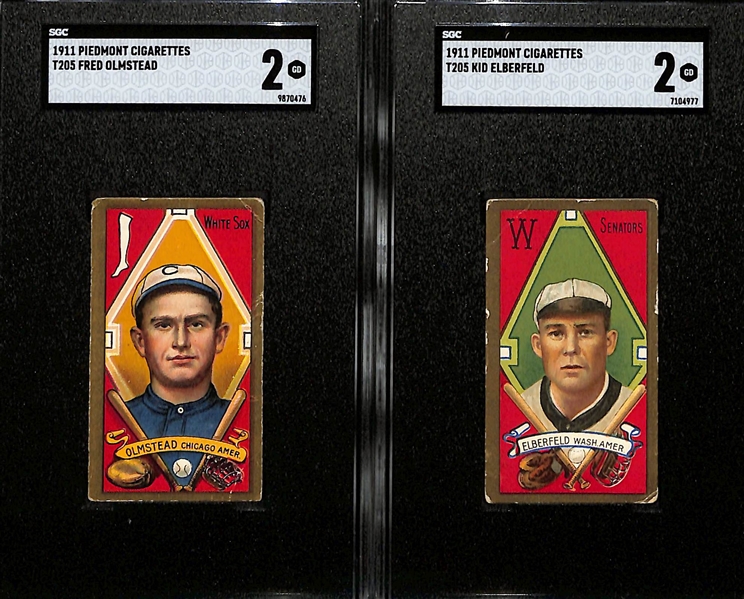 1911 T205 Piedmont Lot - Fred Olmstead & Kid Elberfeld (Both Graded SGC 2)