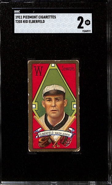 1911 T205 Piedmont Lot - Fred Olmstead & Kid Elberfeld (Both Graded SGC 2)