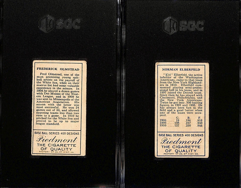 1911 T205 Piedmont Lot - Fred Olmstead & Kid Elberfeld (Both Graded SGC 2)