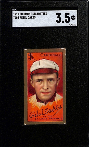 1911 T205 Lot of (3) Cards - Rebel Oakes (Piedmont, SGC 3.5), Bob Bescher (Sweet Caporal, SGC Authentic), Louis Criger (Piedmont, SGC 1.5)