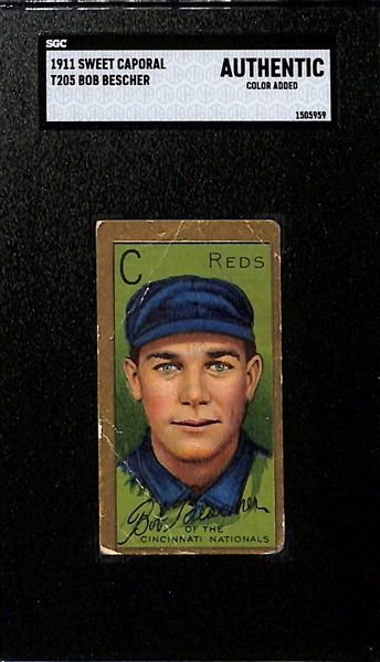 1911 T205 Lot of (3) Cards - Rebel Oakes (Piedmont, SGC 3.5), Bob Bescher (Sweet Caporal, SGC Authentic), Louis Criger (Piedmont, SGC 1.5)