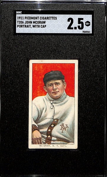 1911 T206 John McGraw (HOF, With Cap) Piedmont Back - Graded SGC 2.5