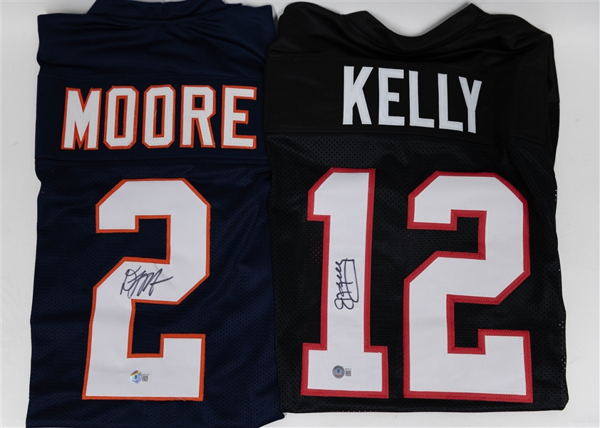 Lot of (2) Signed NFL Jerseys Jim Kelly & DJ Moore w. BAS COA 