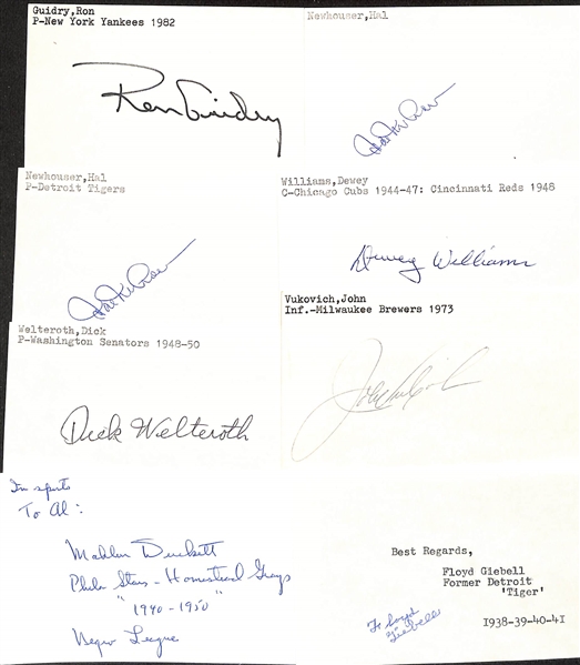 Lot of (200+) Signed Baseball Index Cards w. Dave Parker, Charlie Keller, Tony LaRussa, Harvey Kuenn, and more +(JSA Auction Letter)