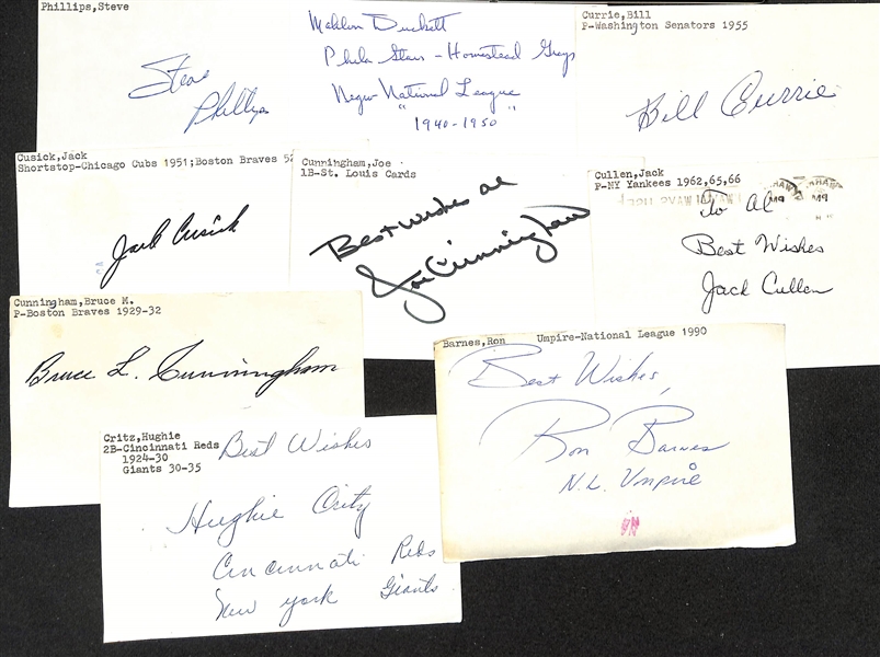 Lot of (200+) Signed Baseball Index Cards w. Adrian Beltré, Joe Cronin, Alan Trammell, Tony Cuccinello, Vince Coleman, and more. +(JSA Auction Letter)