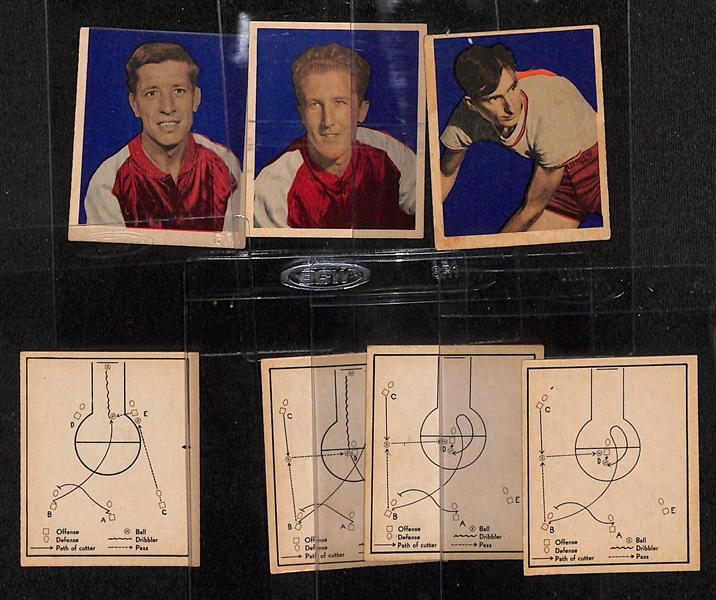 Lot of 1948 Bowman Basketball Cards w. (3) Player Cards & (4) Play Cards w. Ephraim Rocha