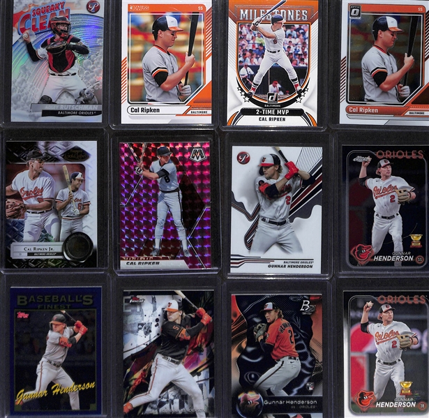 Lot of (38) 2024 Baltimore Orioles Cards inc. Topps Pristine Heston Kjerstad Autograph, Donruss Colton Cowser Autograph (#/49), Topps Chrome SIlver Pack Jordan Westburg Autograph (#/199), +