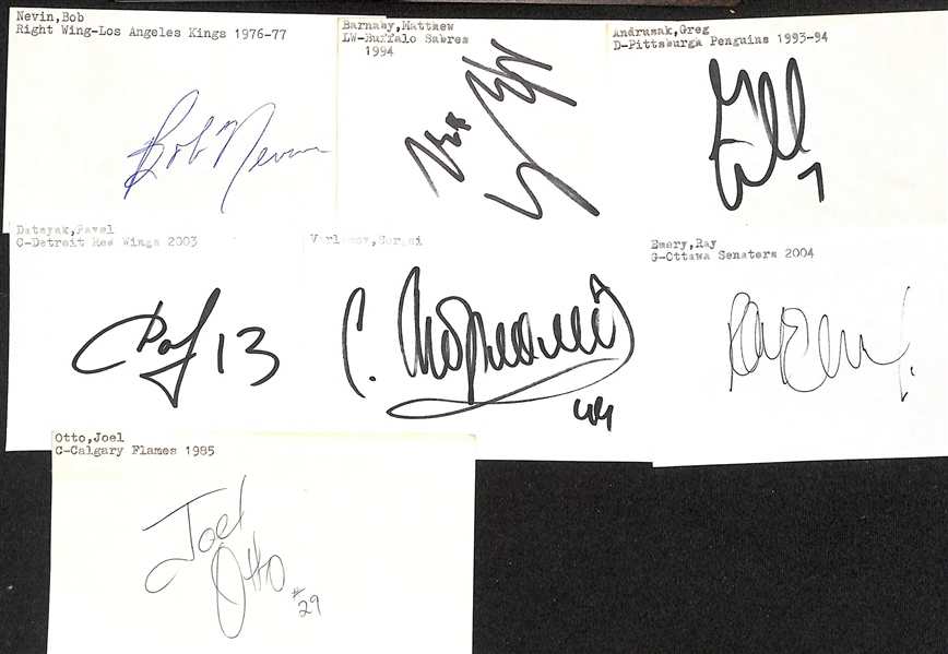 Lot of (225+) Signed Mostly Hockey Index Cards inc. Steve Yzerman, Billy Taylor, Bobby Taylor, + (JSA Auction Letter)