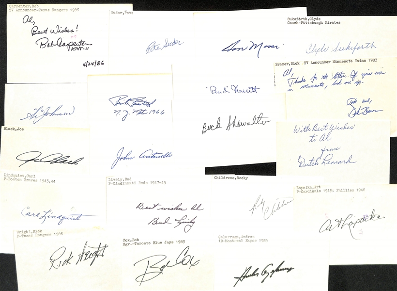 Lot of (100+) Signed Mostly Baseball Index Cards inc. Robin Yount, Darren Daulton, Joe Garagiola, + (JSA Auction Letter) 