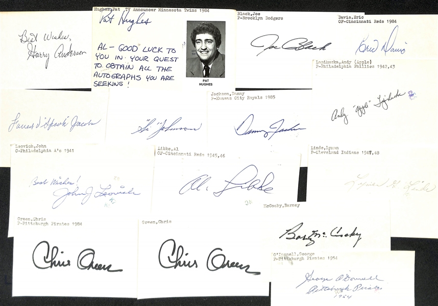 Lot of (150+) Signed Mostly Baseball Index Cards inc. Brooks Robinson, Rick Farrell, Darryl Strawberry, Tim Raines, Buck Showalter, + (JSA Auction Letter)