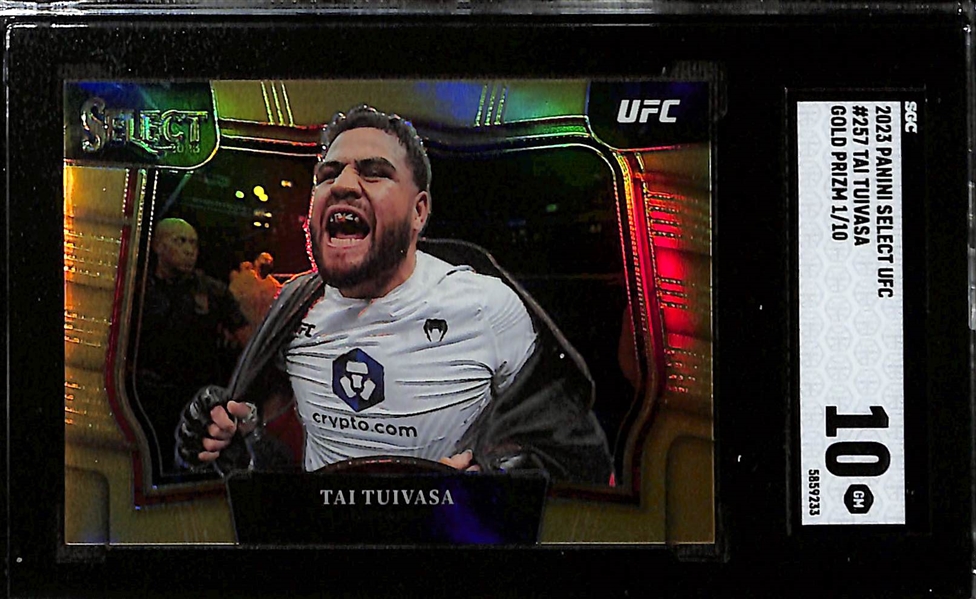 Lot of (3) SGC Graded 2023 Panini Select UFC Cards inc. Javid Basharat #3/5 Green Disco Prizm SGC 9.5