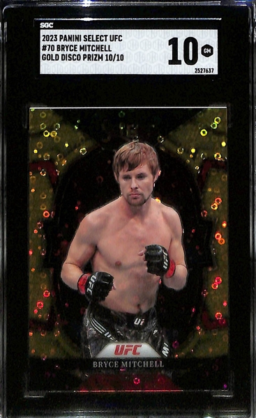 Lot of (3) SGC Graded 2023 Panini Select UFC Cards inc. Javid Basharat #3/5 Green Disco Prizm SGC 9.5