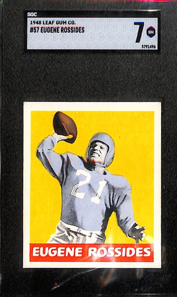 High Grade 1948 Leaf Gum Co. Football Cards - Eugene Rossides Rookie #57 (SGC 7) & DeWitt Tex Coulter (SGC 7)