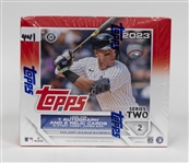 Factory Sealed 2023 Topps Series 2 Baseball Hobby Jumbo Box w. 1 Auto & 2 Relic Cards plus 2 Silver Packs